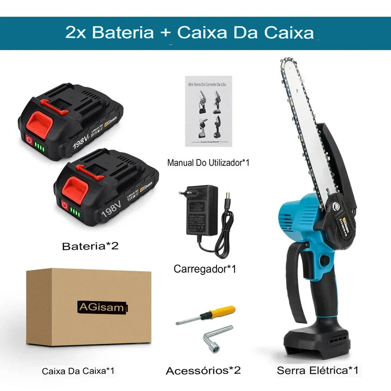 Motosserra Elétrica a Bateria + Brindes