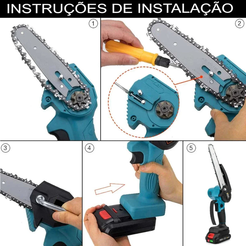 Motosserra Elétrica a Bateria + Brindes